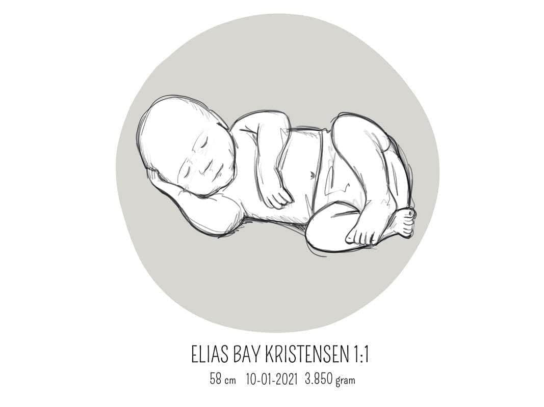 Billede af Birth poster / fødselsplakat 1:1 - Liggende lyserød