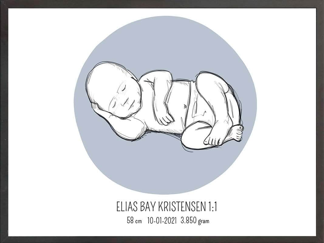 Birth poster / fødselsplakat 1:1 - Liggende lyserød