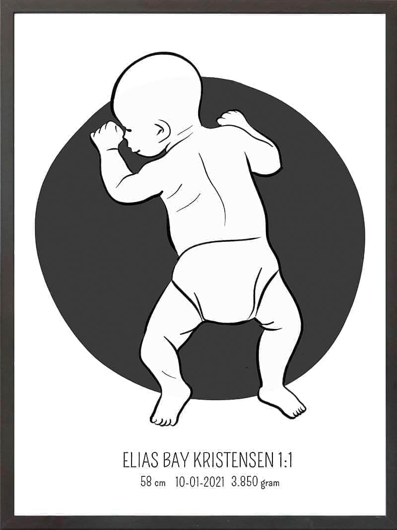 Birth poster / fødselsplakat 1:1 - På maven blå