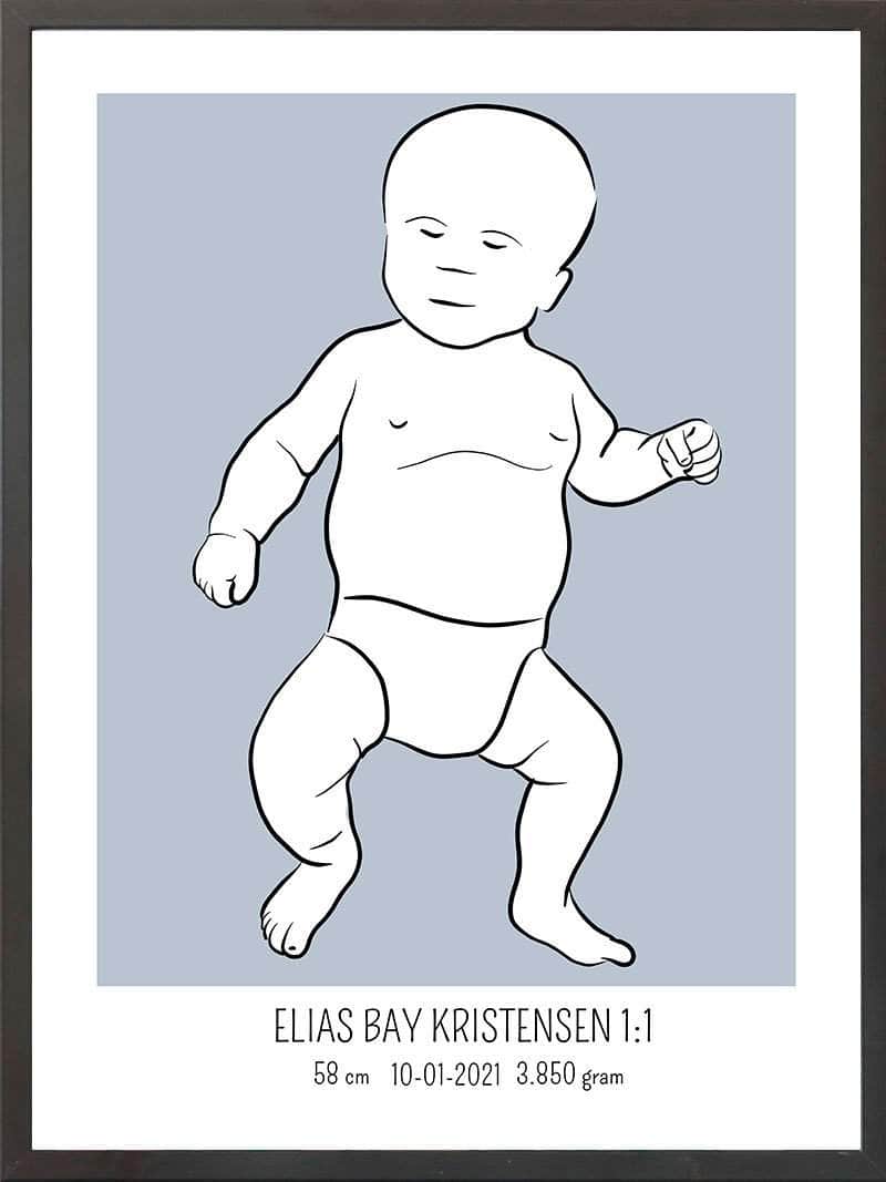 Birth poster / fødselsplakat 1:1 - Tumling blå
