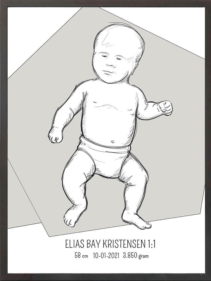 Billede af Birth poster / fødselsplakat 1:1 - Tumling blå