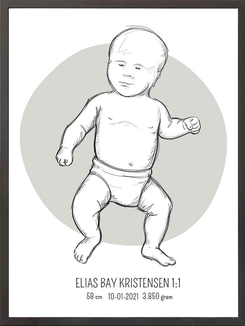 Billede af Birth poster / fødselsplakat 1:1 - Tumling blå
