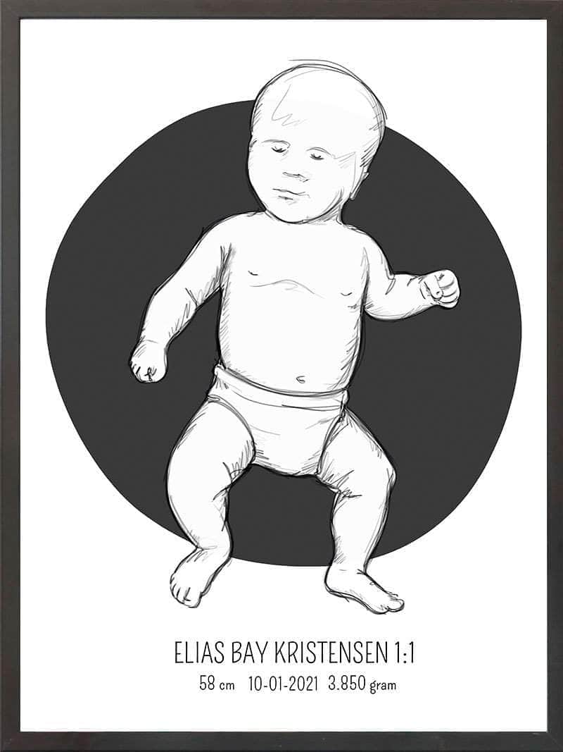 Billede af Birth poster / fødselsplakat 1:1 - Tumling lyserød