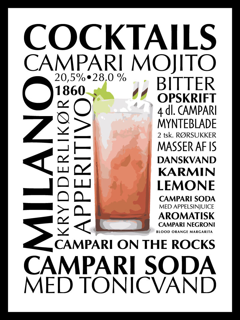 Se Campari mojito cocktail plakat hos POSTERSbyUS