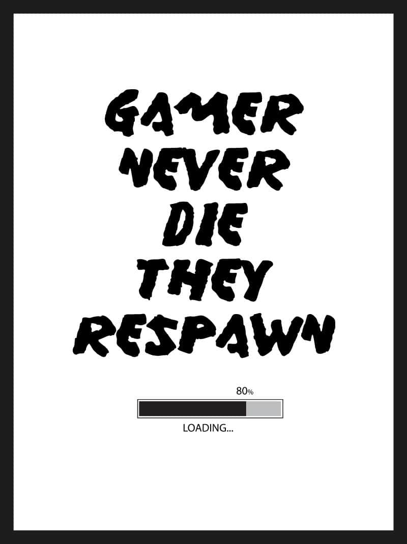 Se Gamers Never Die - Gamer plakat hos POSTERSbyUS