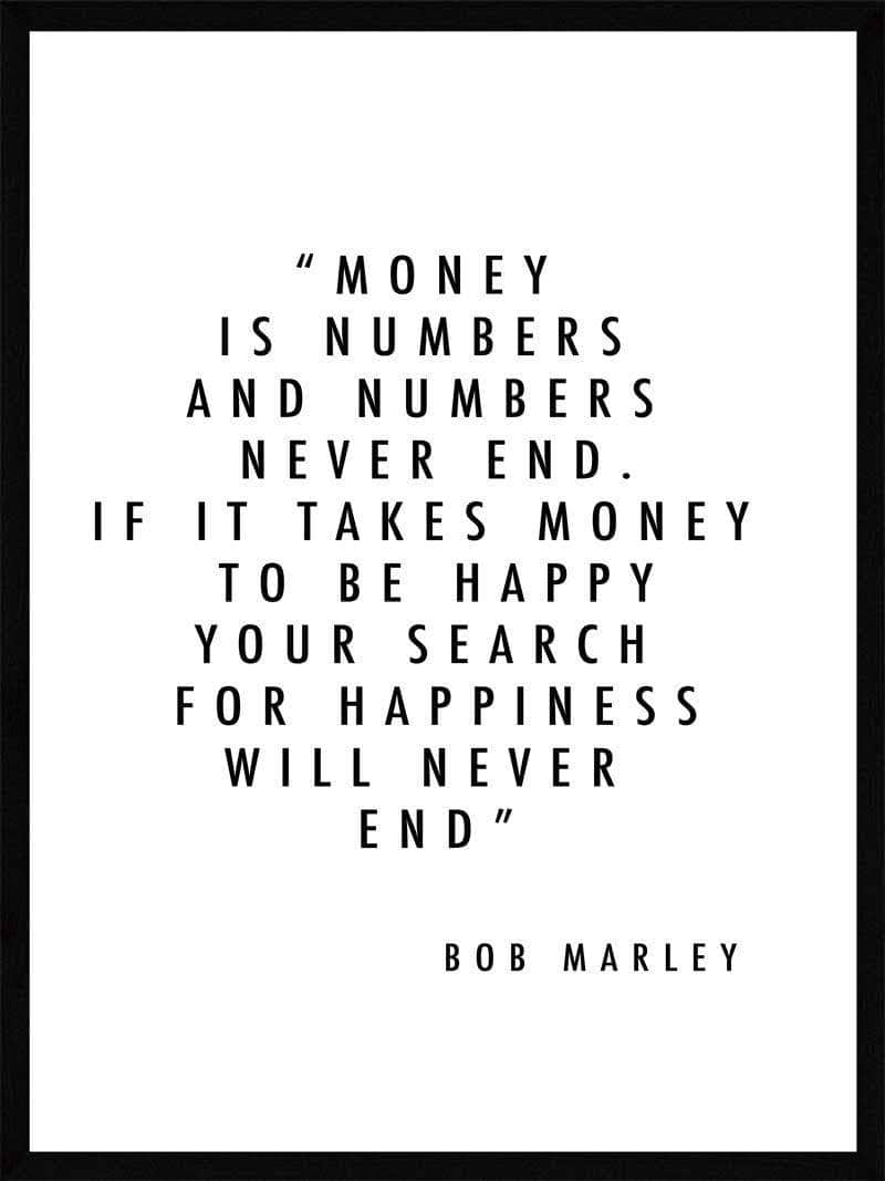 Billede af Money is numbers - Bob Marley Plakat