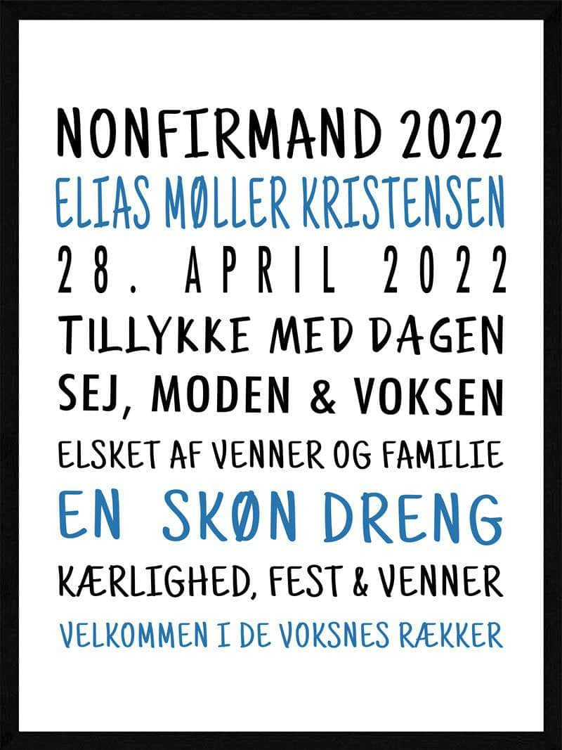 Se Nonfirmand plakat dreng version hos POSTERSbyUS