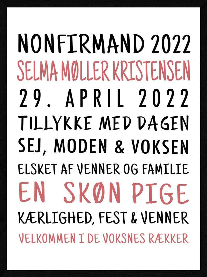 Se Nonfirmand plakat pige version hos POSTERSbyUS