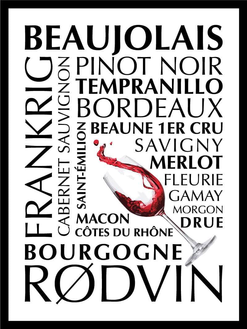 Billede af Rødvin plakat Frankrig