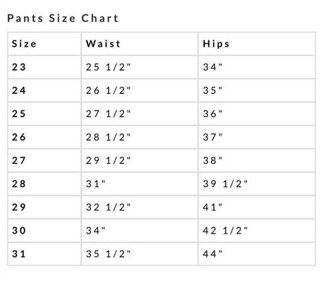 Kancan Jean Size Chart