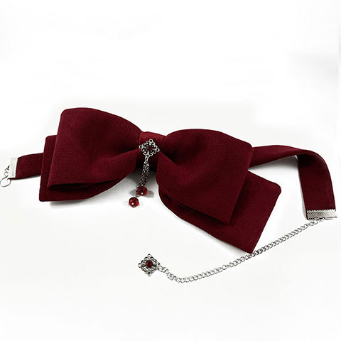 Victorian Red Bow Tie Choker - Gothic Grace