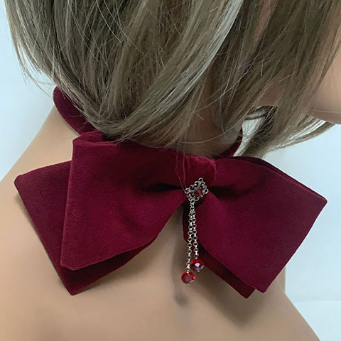 Victorian Red Bow Tie Choker - Gothic Grace