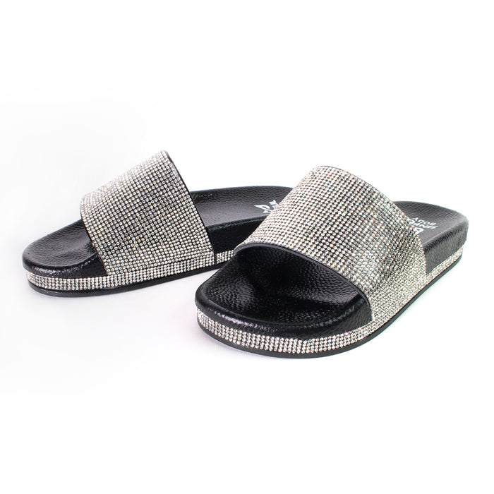 rhinestone slip on sandals