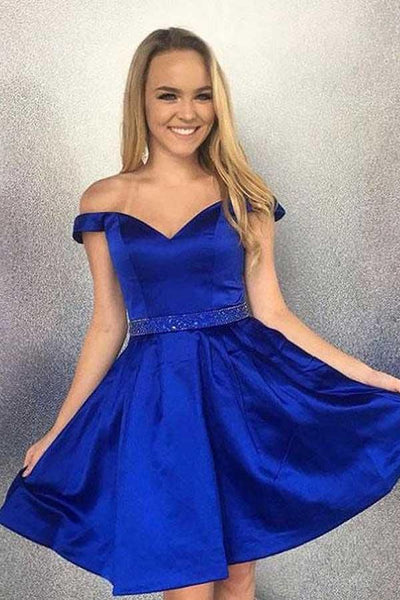 blue satin dress short