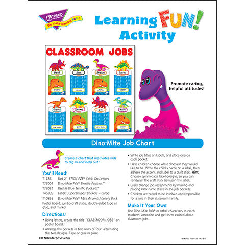 Dino-Mite Job Chart Learning Fun Activity
