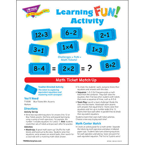 Math Ticket Match-Up Learning FUN Activity