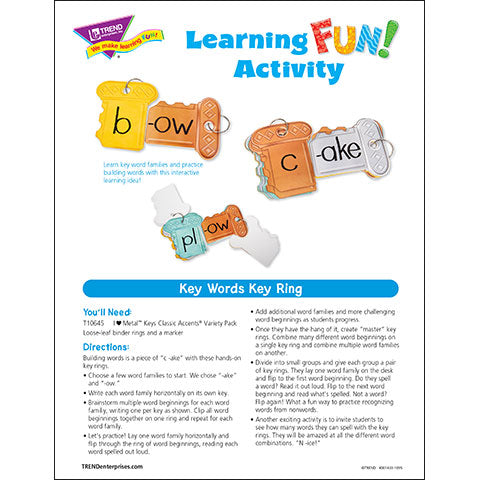 Key Words Key Ring Learning FUN Activity