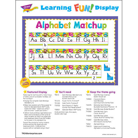 Sock Monkeys Alphabet Line Matchup Bulletin Board Idea