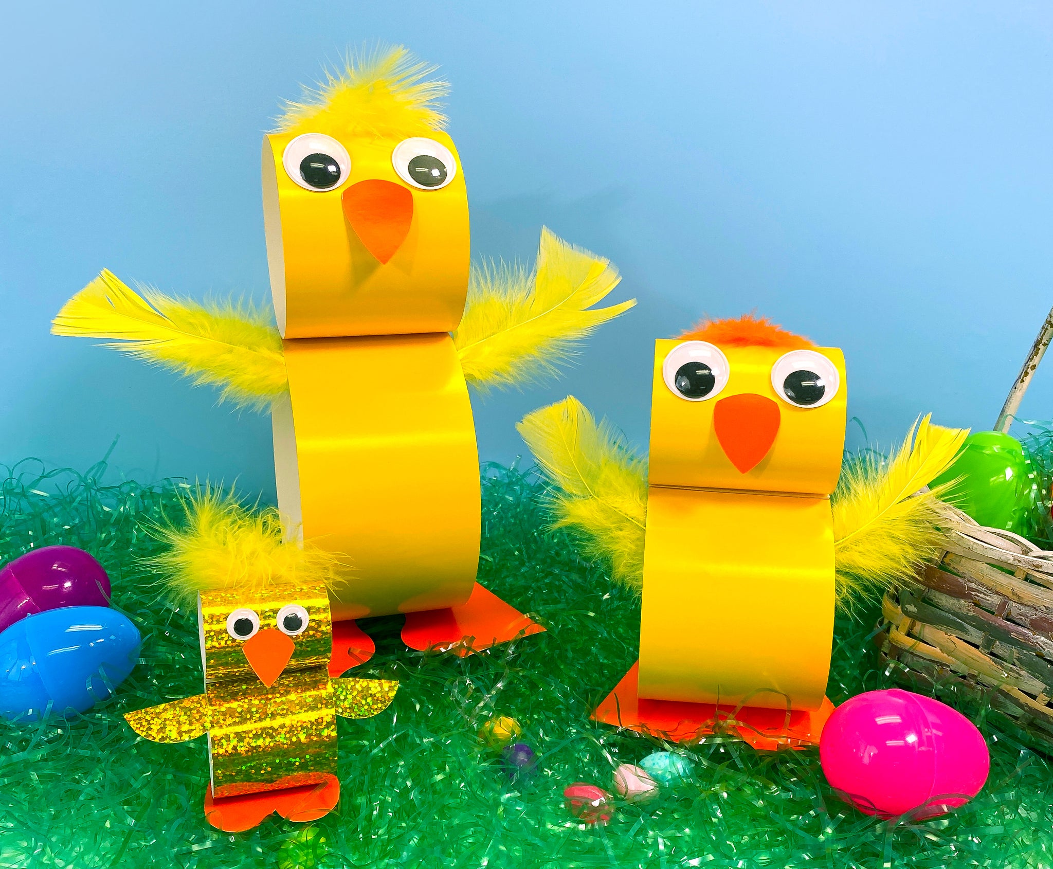 how to make Easter chicks from paper easy fun project for kids free template