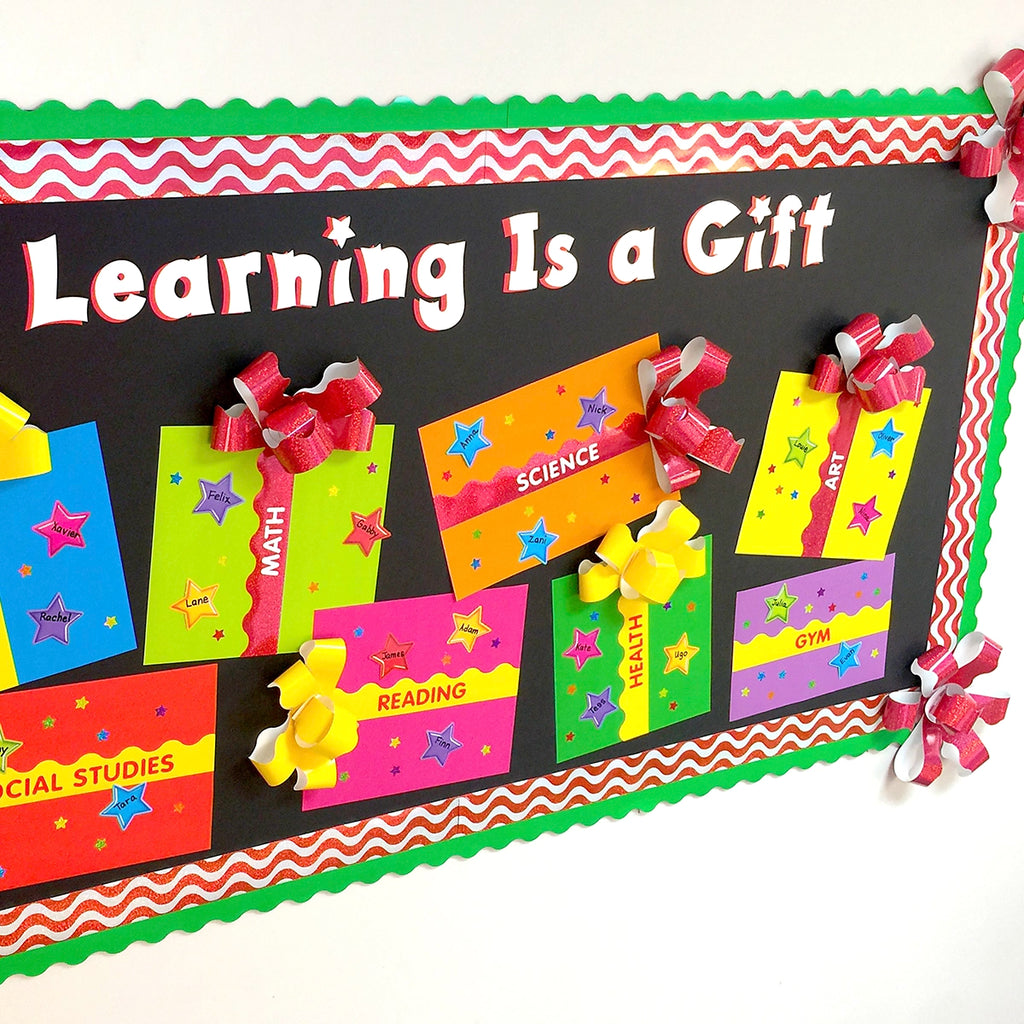 Learning Is a Gift bulletin board display idea