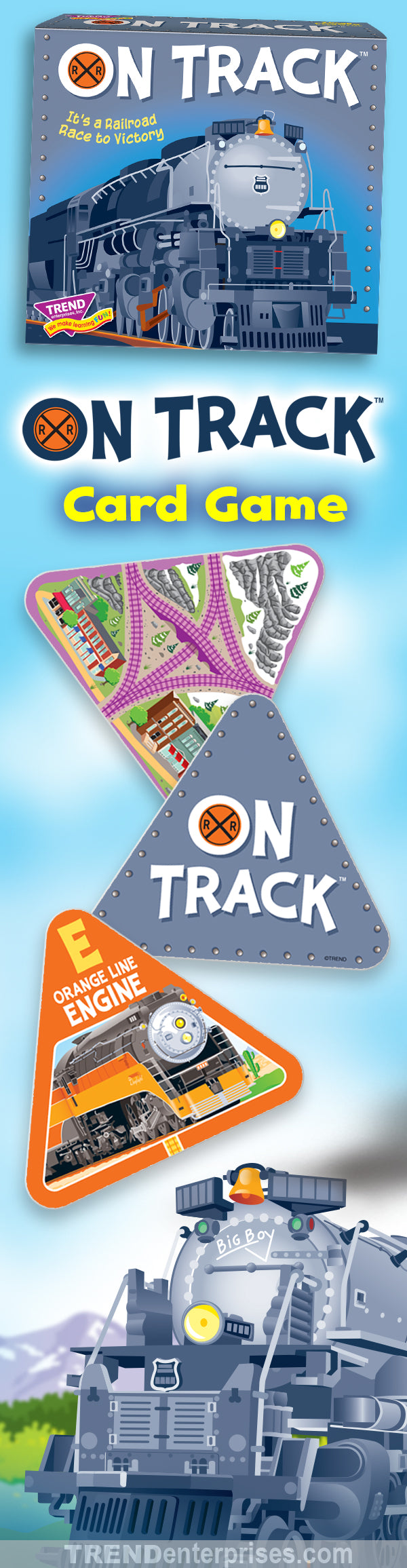 ON TRACK™ railroad train family game! Tip your hat to history and ride the rails to victory with On Track. It’ll take concentration, a competitive spirit, and a bit of luck to triumph in this family-favorite game.