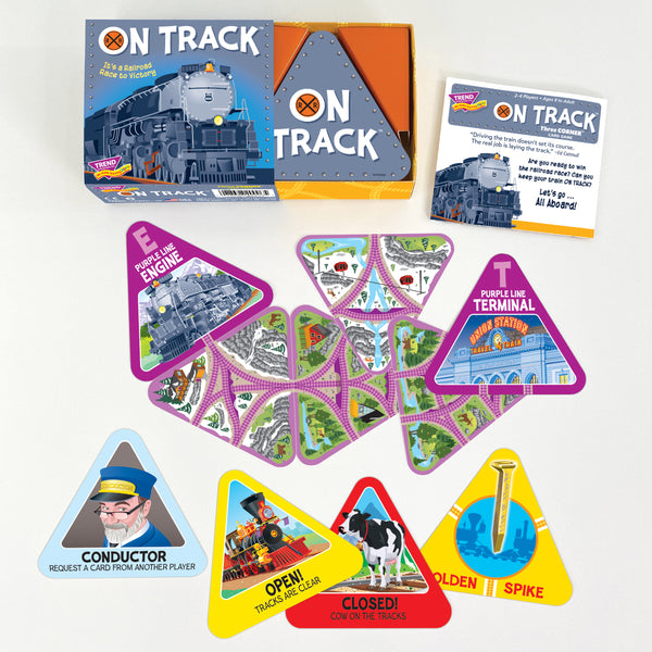 On Track triangle shape train card game by TREND