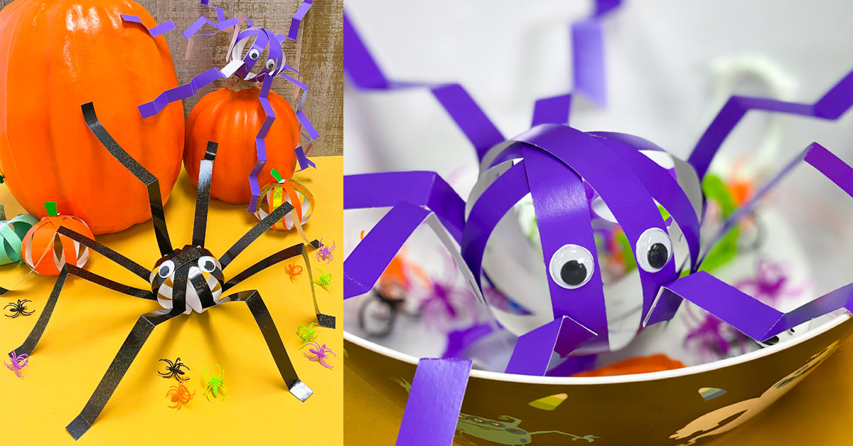 Easy paper crafts for kids Halloween spiders