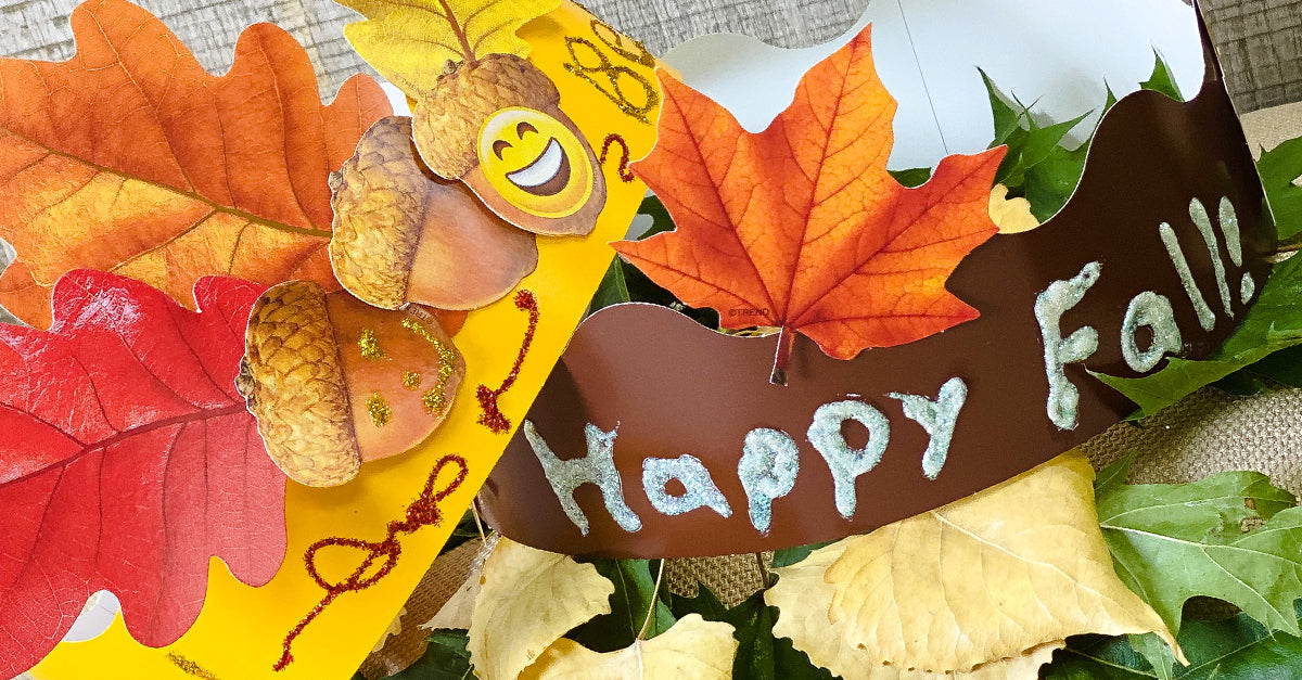 Fall paper leaf crowns for kids easy craft project