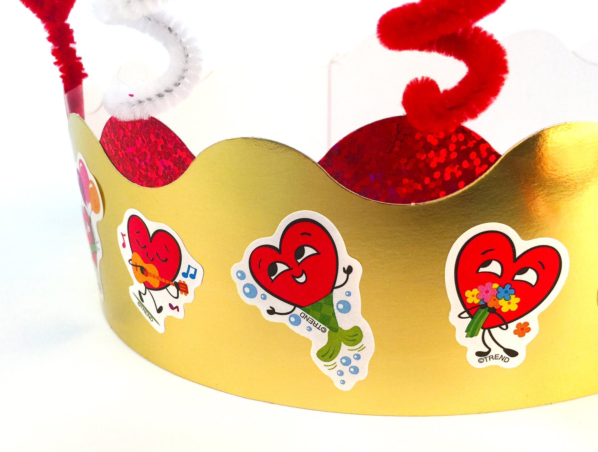 How to make a Valentine's Day paper crown easy kid project scratch 'n sniff stickers