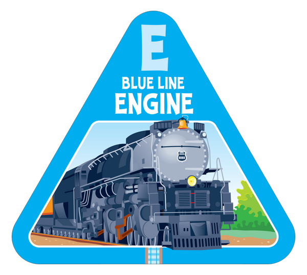 Blue line engine card from On Track fun new board game for families