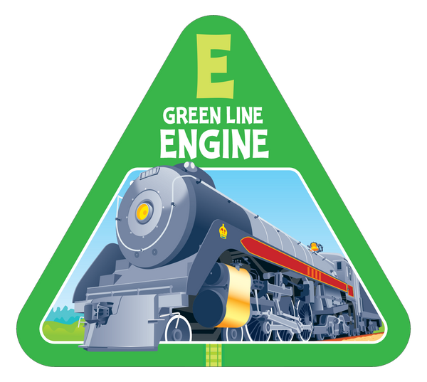 Green line railroad engine card from On Track new card game for families