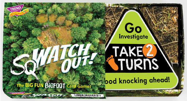 sqWATCH OUT!™ Bigfoot game box. The best new card game for family game night!