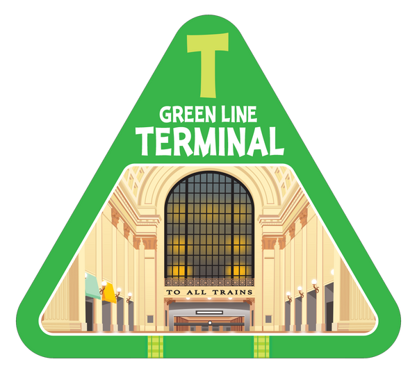 Green line terminal card from On Track railroad train game by TREND