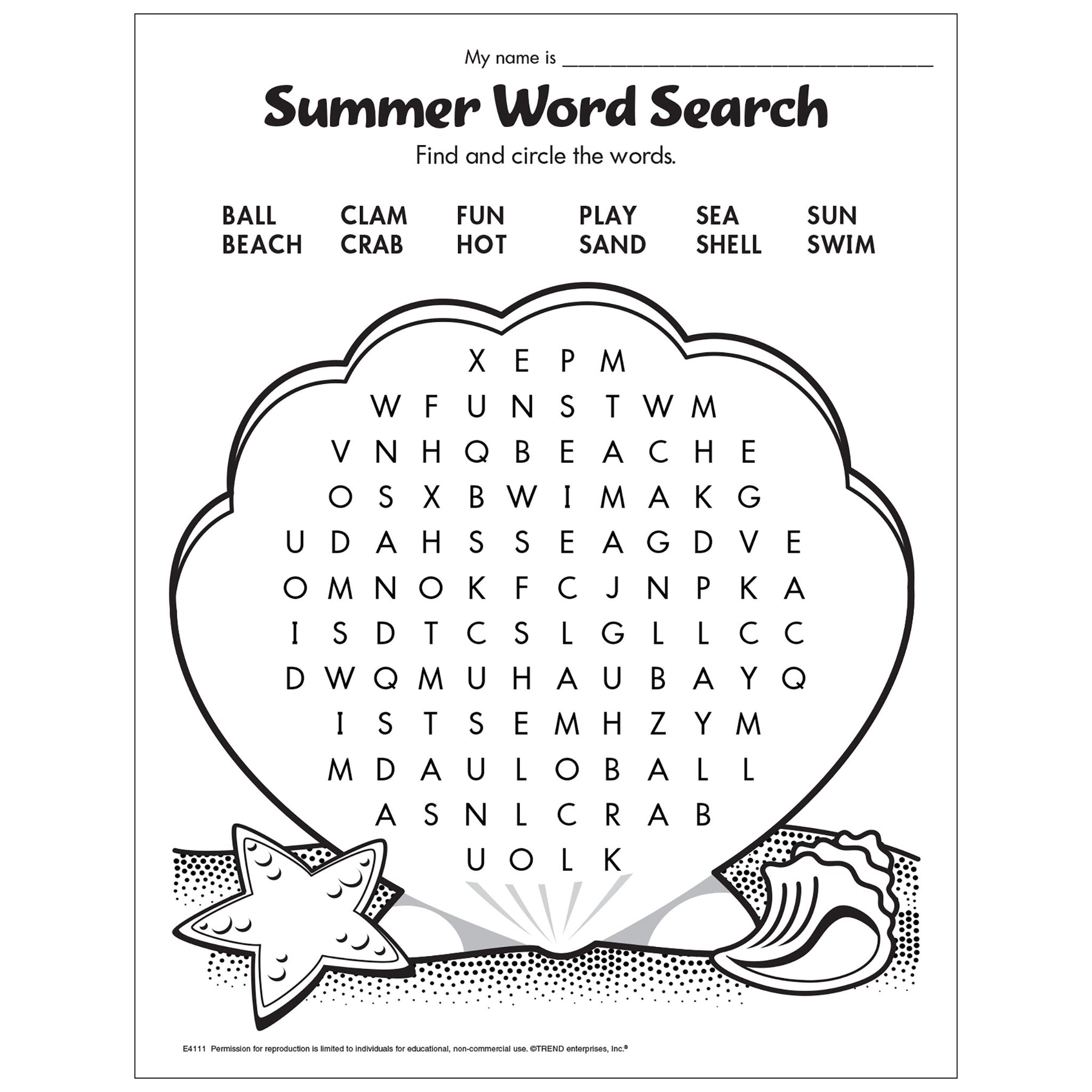 Free Printable Summer Word Search — Trend Enterprises, Inc.
