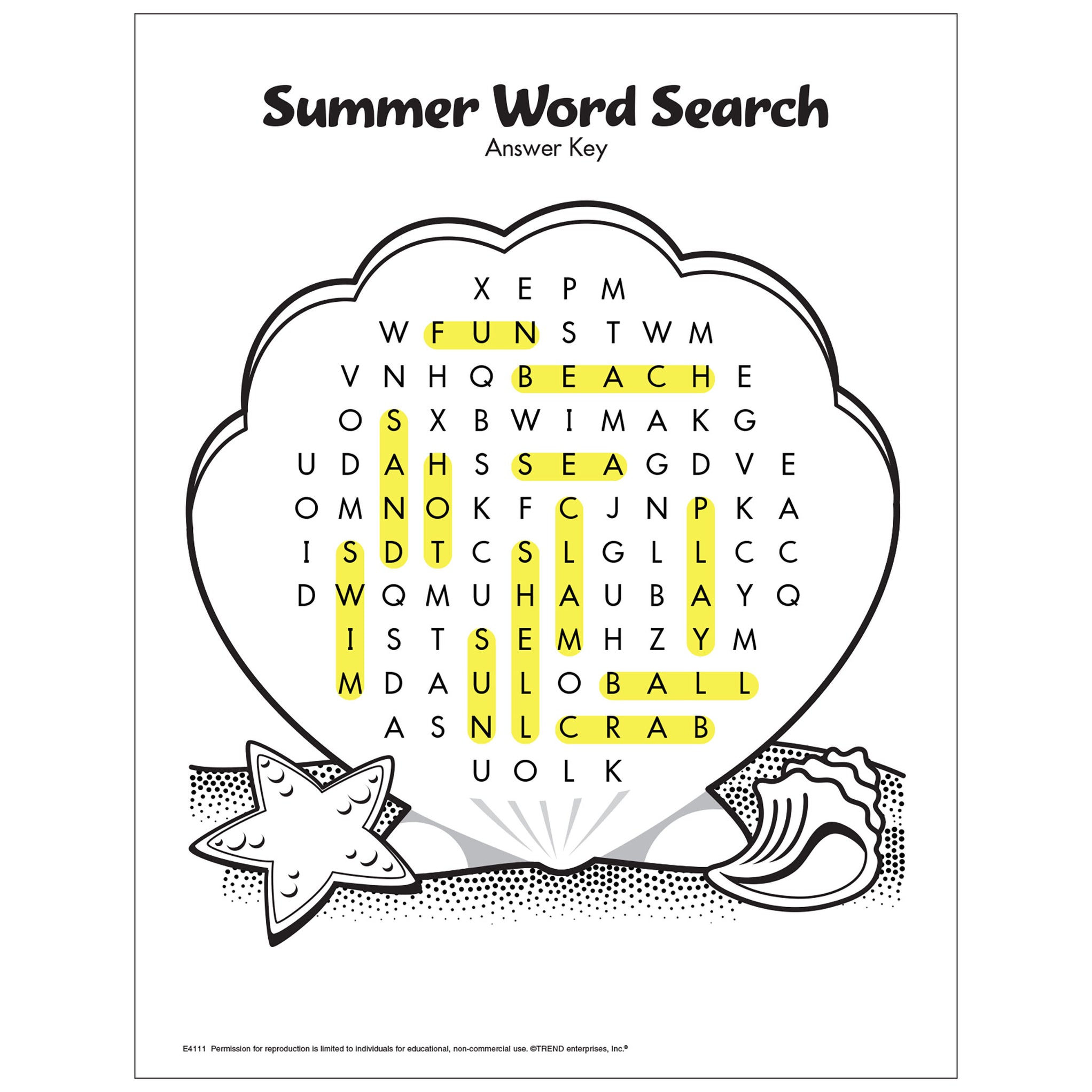 free printable summer word search e4111 trend enterprises inc