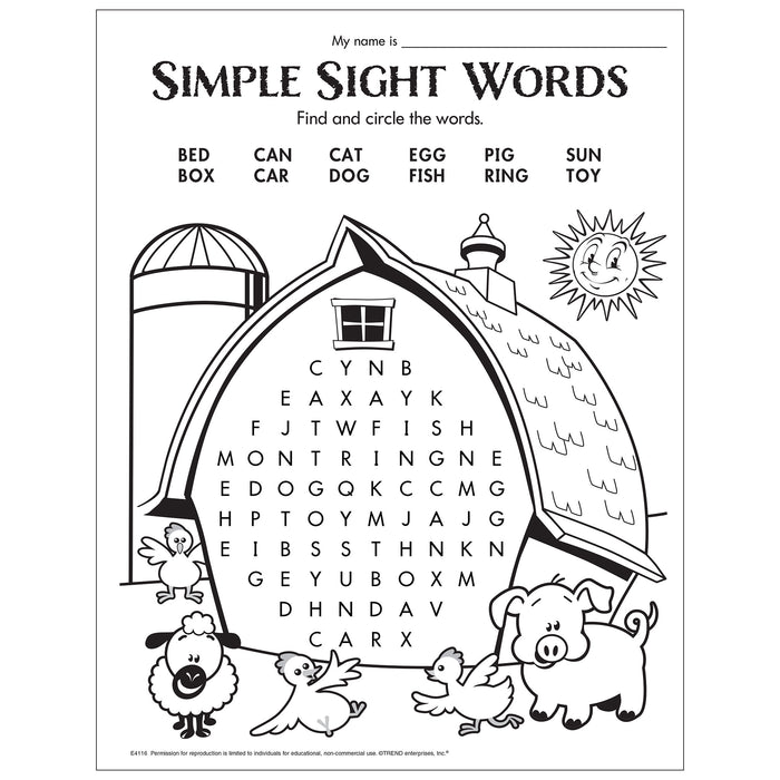 Free Printable Simple Sight Words Search — TREND enterprises, Inc.
