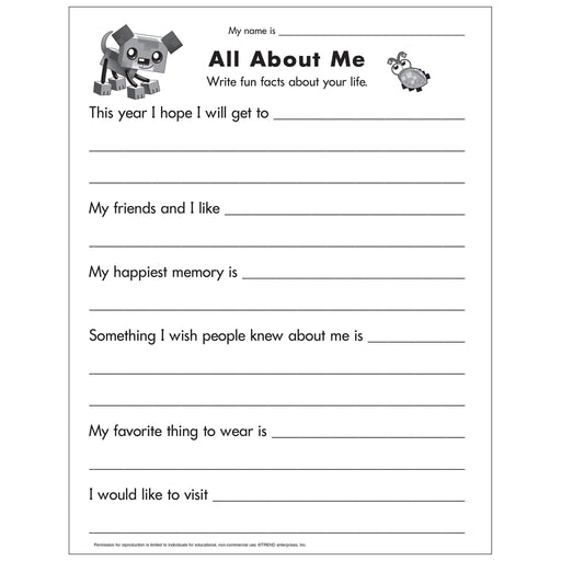 Math About Me Worksheet Free