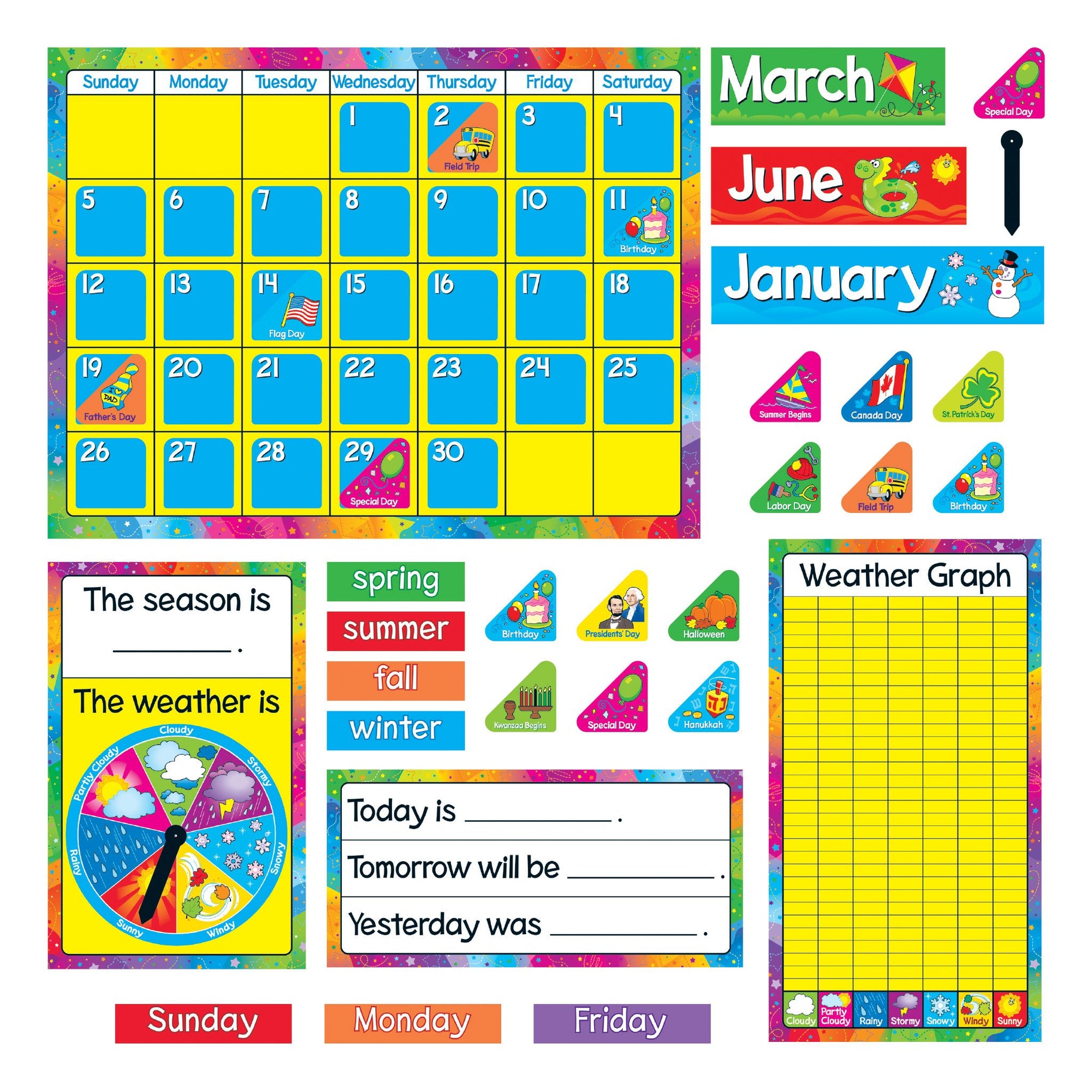 Bulletin Board Set Year Around Calendar T8096 TREND enterprises Inc