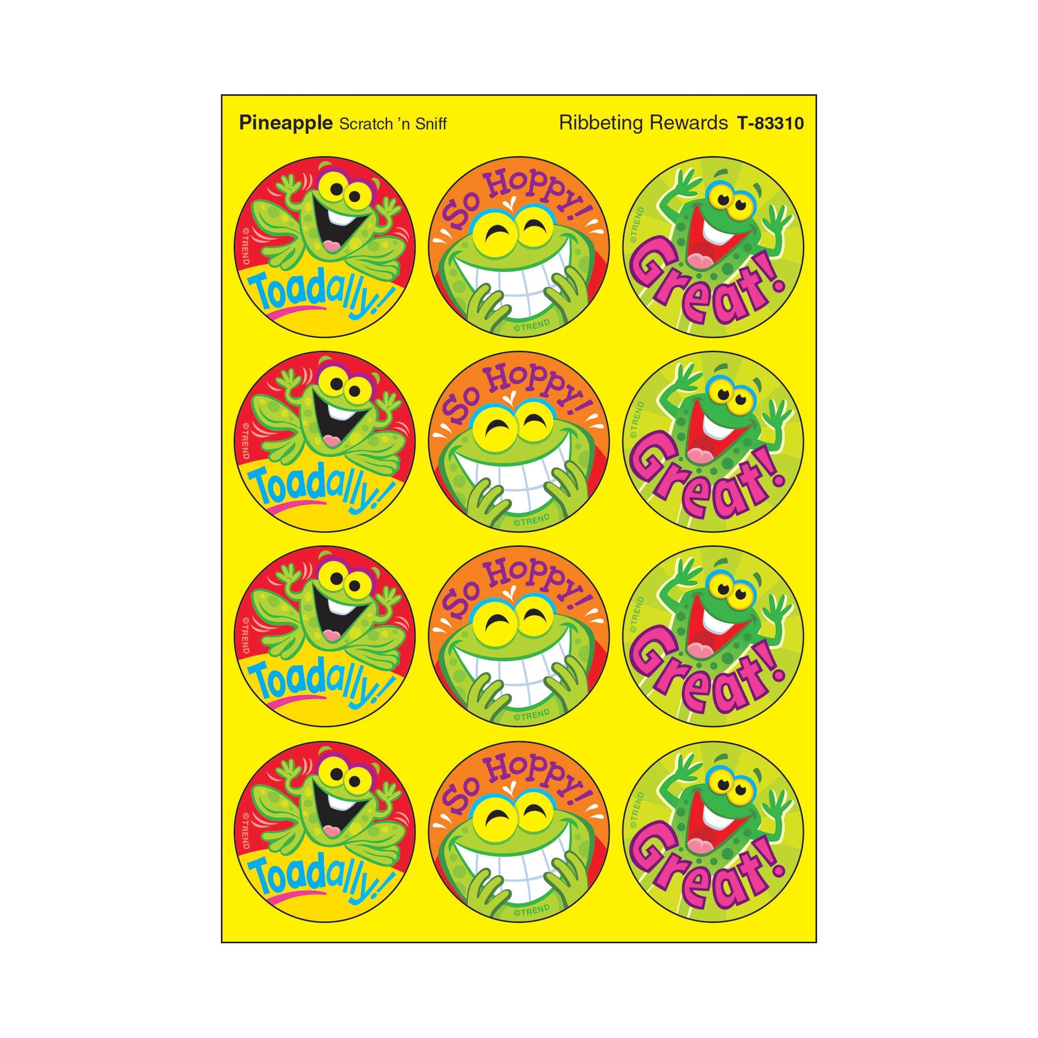 Scratch Sniff Stinky Stickers Ribbeting Rewards Pineapple Scent T83310 8103