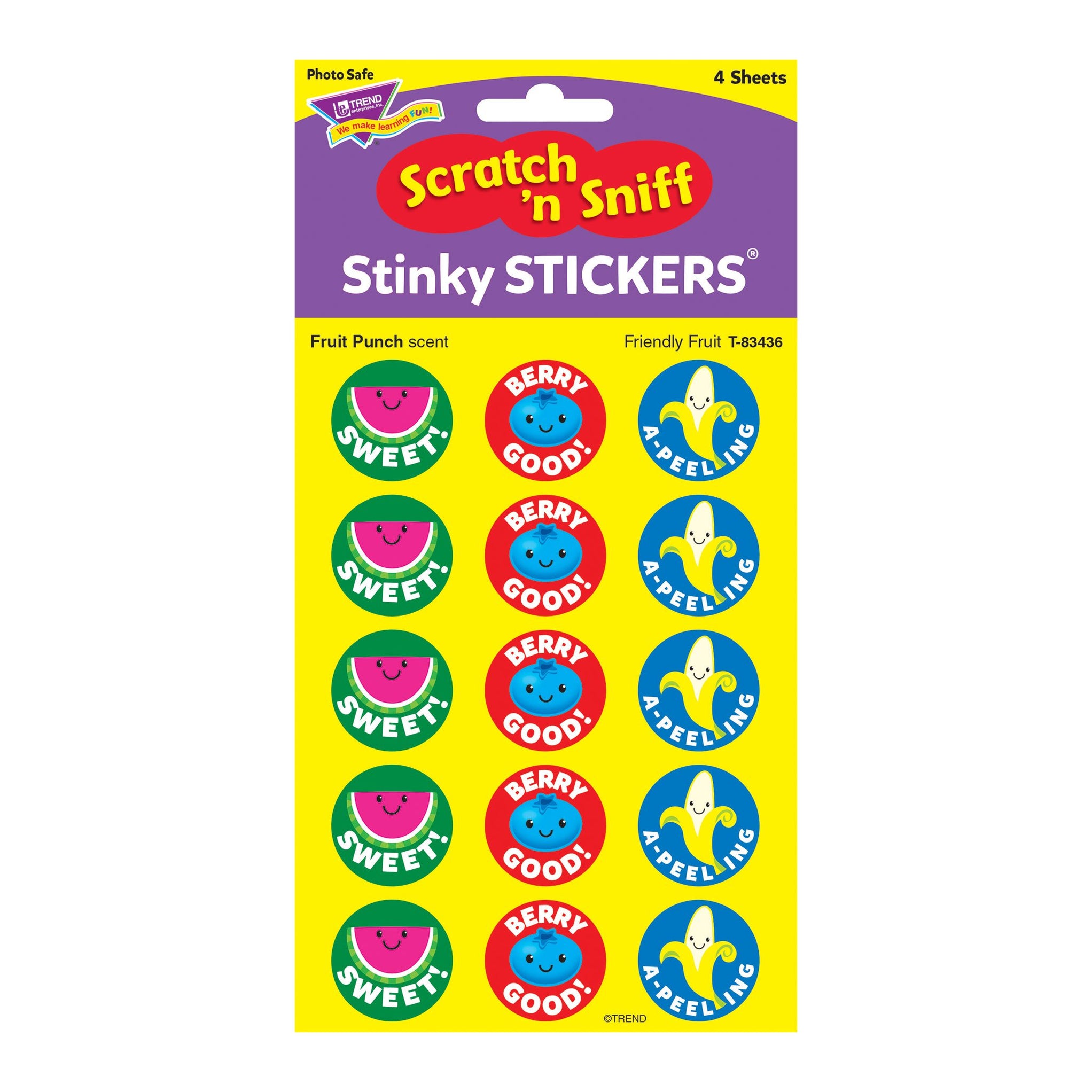 Scratch Sniff Stinky Stickers Friendly Fruit Fruit Punch Scent T83436 4430