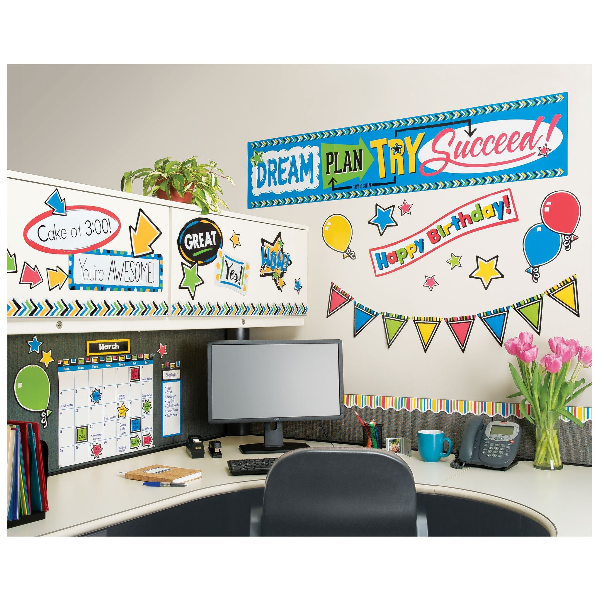 Bulletin Board Set Bold Strokes Wipe Off® Calendar T8392 TREND