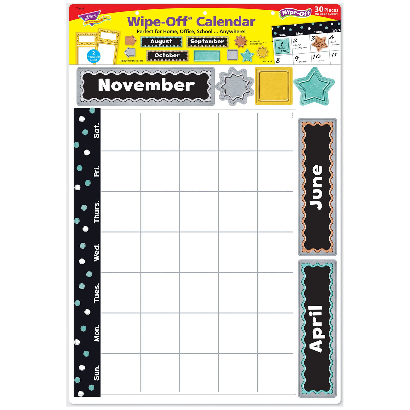 Bulletin Board Set I ♥ Metal™ Wipe Off® Calendar T8428 TREND