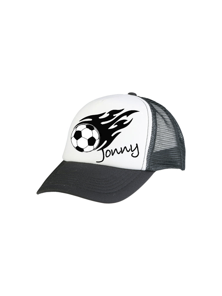 black custom soccer trucker hat for boy miss flamingo kids