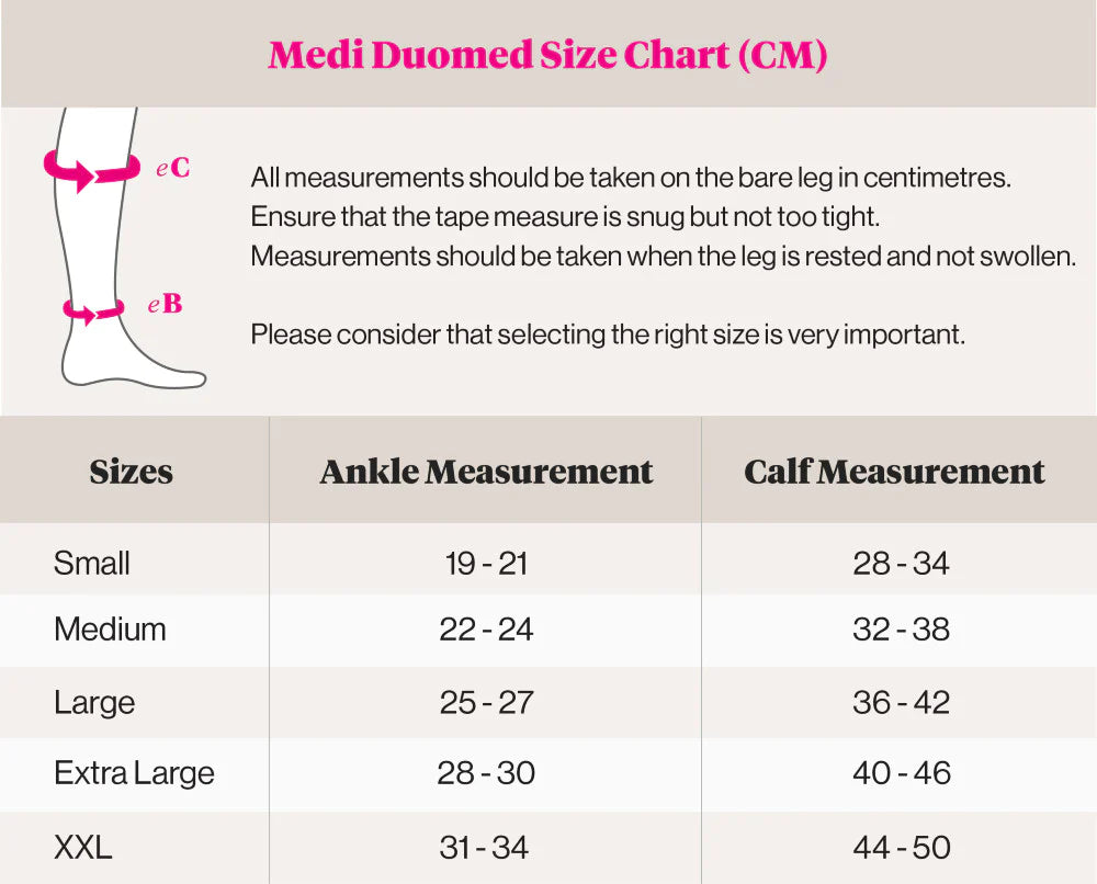duomed size chart open toe knee high