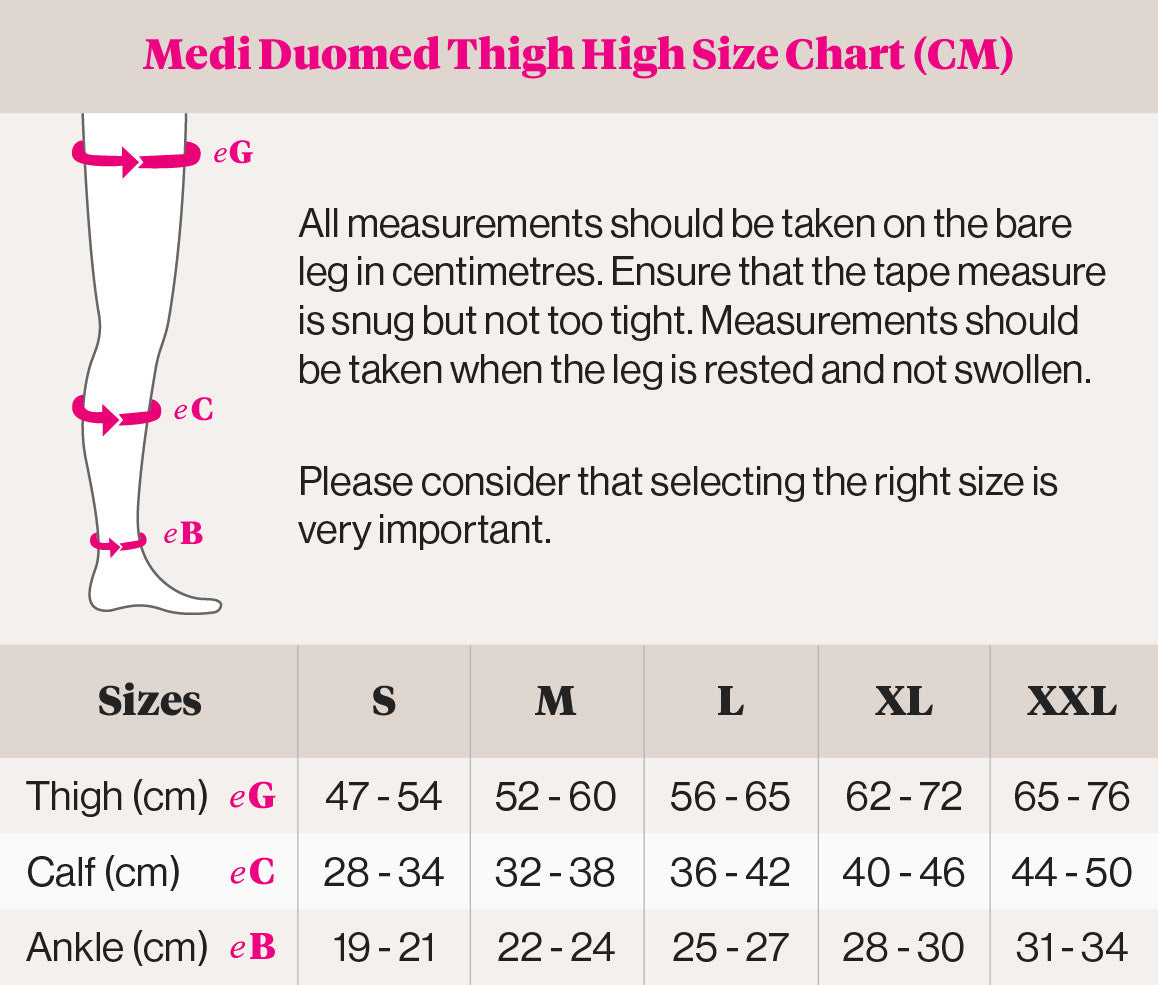 duomed thigh high size chart
