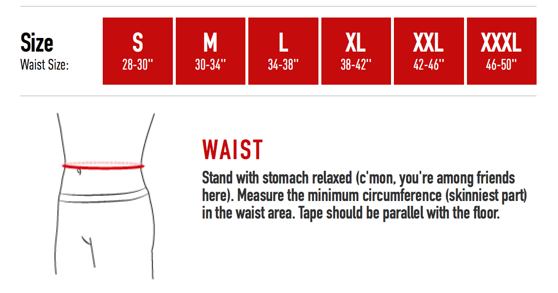 McDavid Waist Size Guide