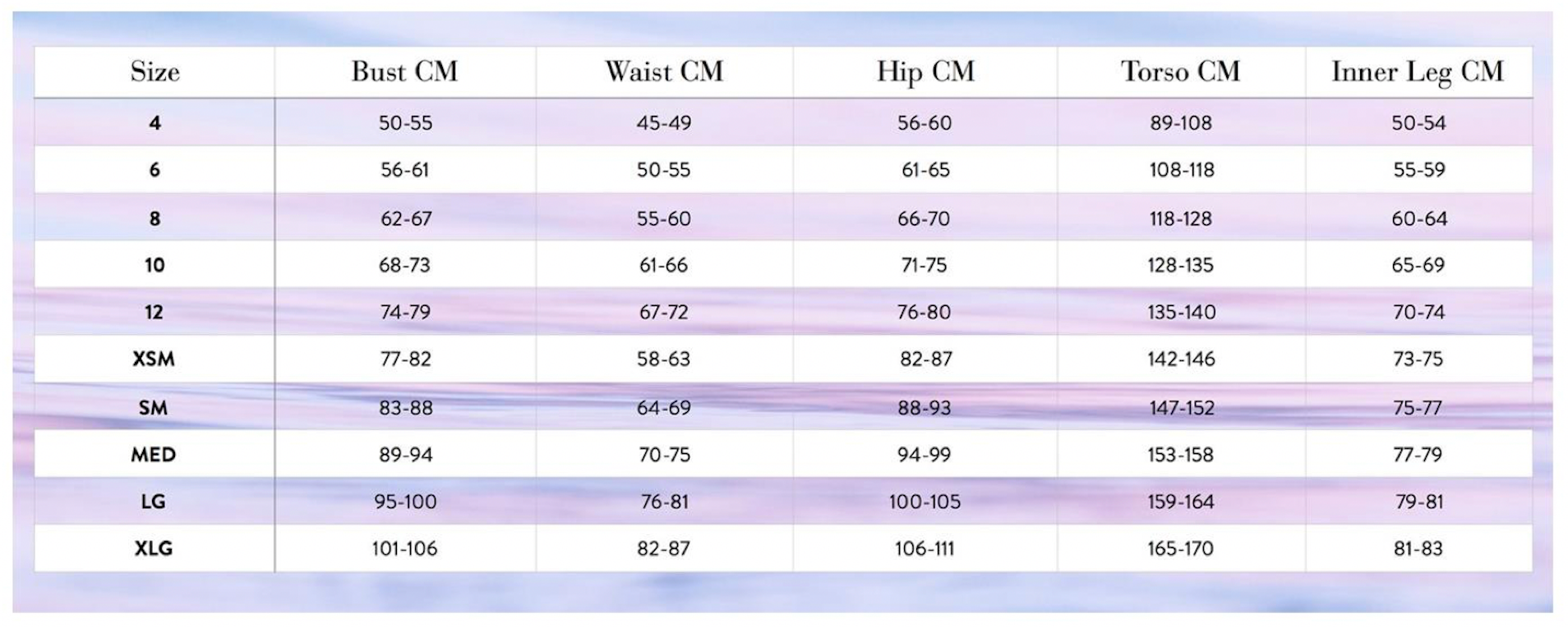 Sizing Chart - PW Dance & Sportswear – DanceBoxNZ