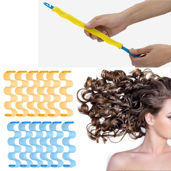 12pcs Water Wave Magic Curlers Formers Leverage Spiral Hairdressing Tool