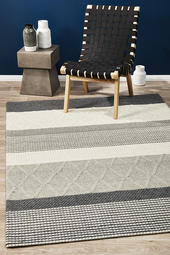 Helena Woven Wool Rug Grey White – Lost Design Society