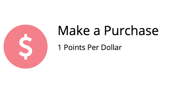 Ways to earn points - make a purchase to earn 1 point per dollar